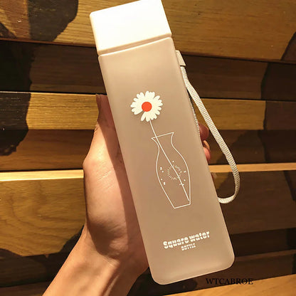 500Ml Kawaii My Square Water Bottles Creative Frosted Portable Outdoor Students Sports Water Bottle Drinking Transparent Bottle