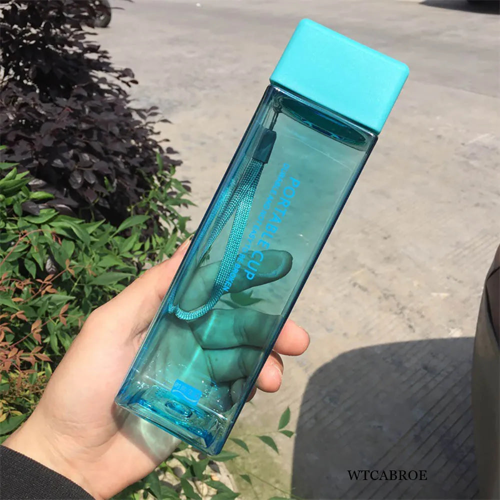 500Ml Kawaii My Square Water Bottles Creative Frosted Portable Outdoor Students Sports Water Bottle Drinking Transparent Bottle