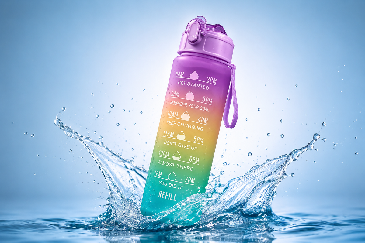 900ml Motivational Sports Water Bottle – Leakproof Travel Kettle