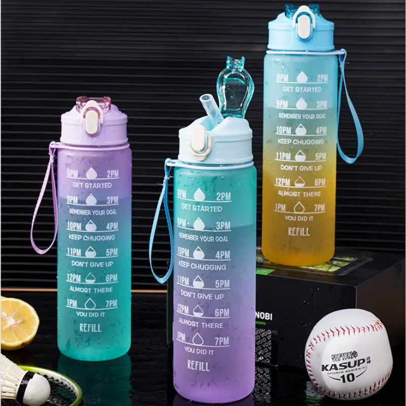 900Ml Water Bottle Motivational Sport Water Bottle Leakproof Drinking Bottles Outdoor Sports Travel Kettle Drinking Water Bottle